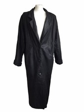 Vintage 90's Avanti Long Leather Coat Women's S / M Matt Black Goth