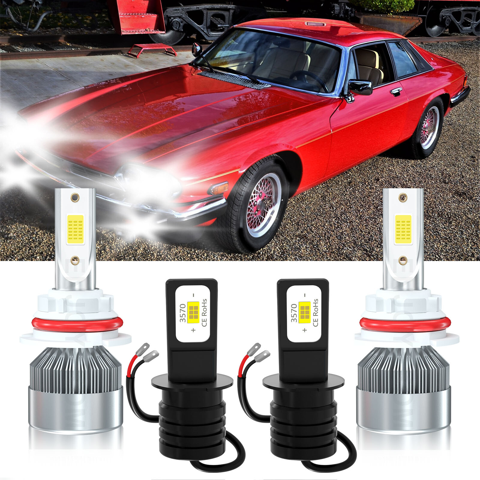 4x LED Headlight & Fog Lamp Combo for Jaguar XJS 1992-1996