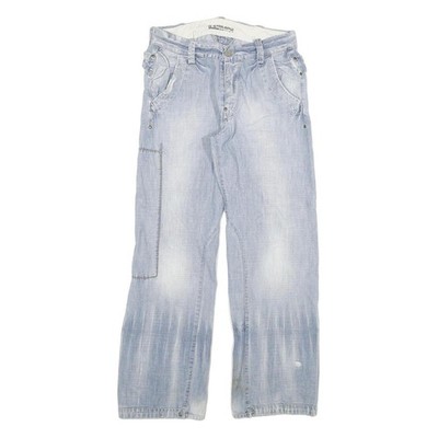 G-STAR Herren Jeans Blau Relaxed Straight Denim Hell W32 L32 Knopfverschluss
