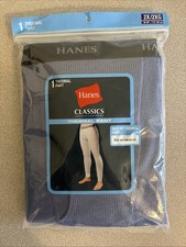 Vintage Hanes Men Thermal Pant 2X/2XG Black Classics Flat No-Rub Seams Long John