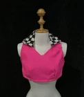 Vintage *Barbie* Clothes: 90's Hot Pink Crop-top w/ Black & White Checkers, Read