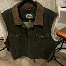 Cabela's Men's XL Hunting Vest Green Brown Cotton Padded Shoulder Outdoor Gear