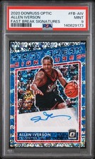 2020 PANINI DONRUSS OPTIC FAST BREAK SIGNATURES #FB-AIV ALLEN IVERSON PSA 9 AUTO