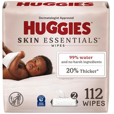 Skin Essentials Baby Wipes, Hypoallergenic, 99 Water, 2 Flip Top Packs 112 Wip