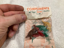 1960s Sinclair Gas Station Giveaway Package With 4 Plastic Dinosaurs