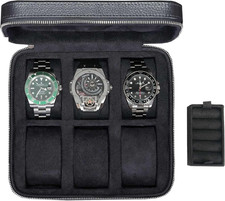 Real Genuine Leather Watch Travel Case 6 Watches Box, Suitable for All Watches a