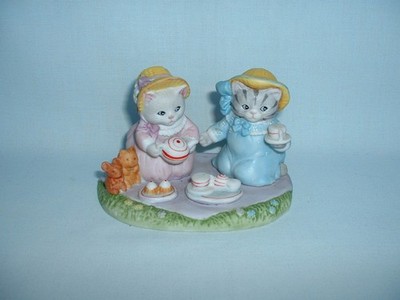 KITTY CUCUMBER & PRISCILLA CAT TEA FOR TWO Vintage 1991 Figur Figurine SCHMID