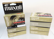 Lot 7 Maxell Camcorder Tapes VHSC TC-30 Premium High Grade HGX-Gold / Sealed