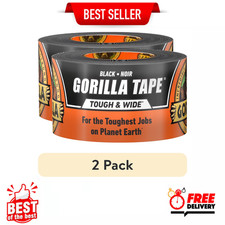 2 pack Gorilla Tape Tough Wide, Black Tape, 2.88" x 25 yd