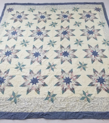 Vintage handgefertigte schöne blühende Sterne bunte Decke 94x87 cm