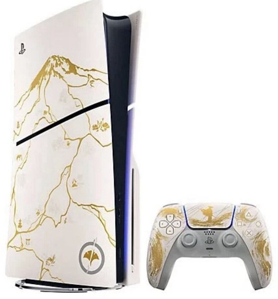 Sony Playstation 5 Konsole Slim Disc Ghost Of Yotei Gold Limited Edition Neu-image