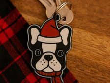 Christmas Bulldog 3D Printed Keychain Key Ring Charm Bag Backpack Gift