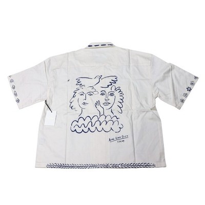 BRAND NEW AIME LEON DORE LESVOS CROPPED CAMP SHIRT WHITE BLUE SS24