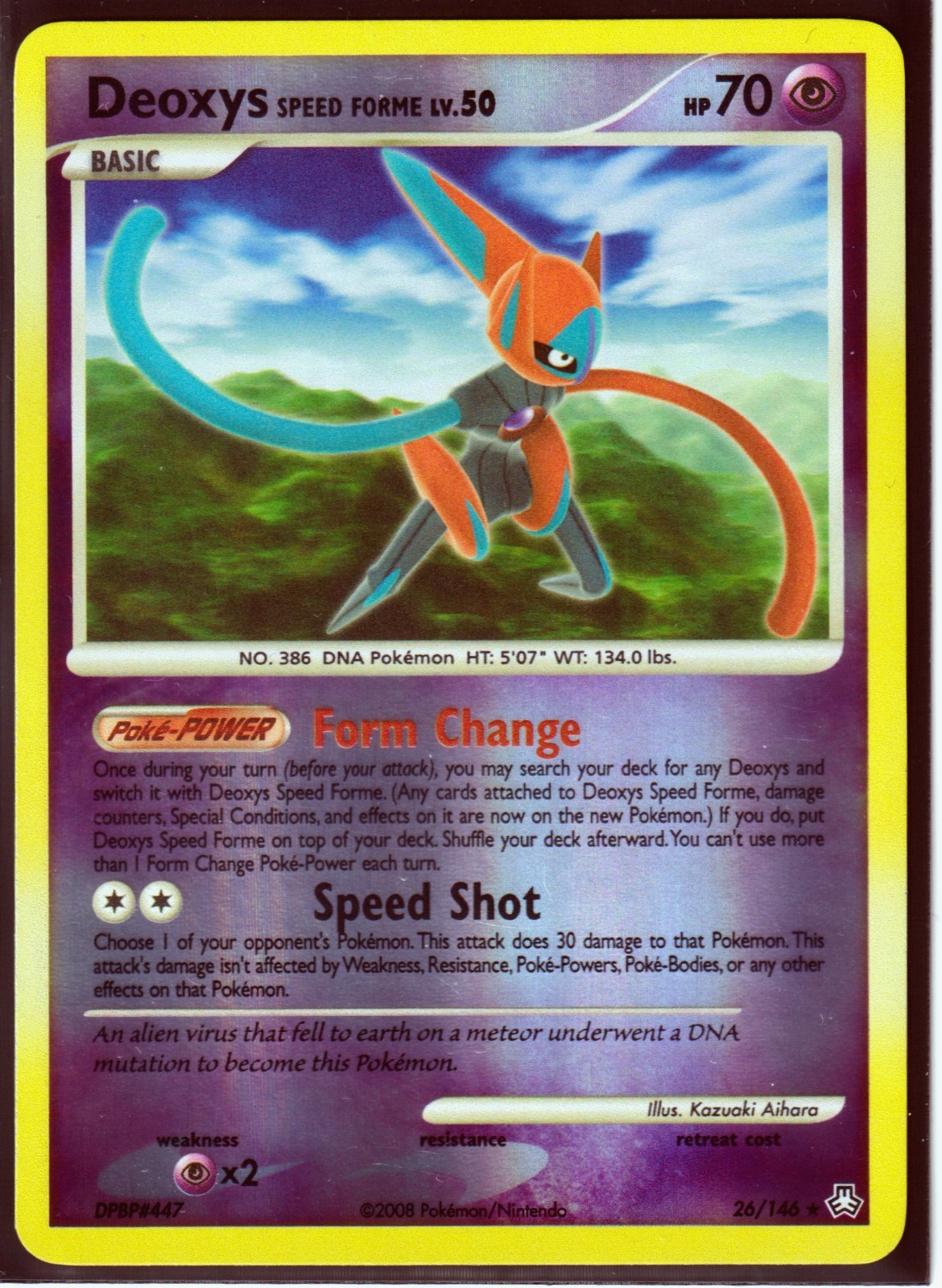 2008 POKEMON DEOXYS Speed Forme 26/146 LEGENDS AWAKENED- RARE -REV HOLO NM/LP