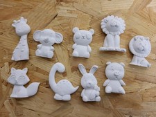 9 Tierfiguren aus Gips zum Bemalen
