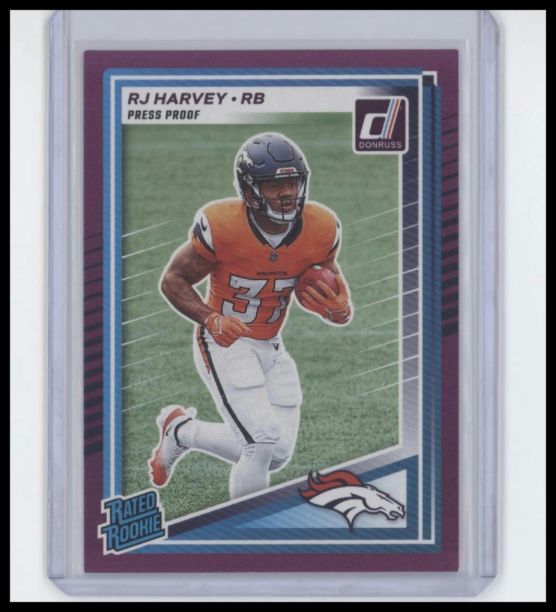 2025 Panini Donruss - RJ Harvey Purple Press Proof Rated Rookie #312 (RC)