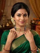 Gold Plated Women Wedding Jewellery Necklace Set Stylish Choker Girls Pendant