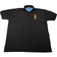Polo Ralph Lauren Big Pony Polo Shirt Mens 2XL Black Short Sleeve 3 Embroidered
