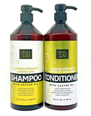Dead Sea Collection Castor Oil Salon Professional Shampoo & Conditioner Set