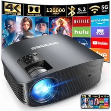 GOODEE PROJECTOR 4K WIFI BLUETOOTH FHD 1080P MINI PROJECTOR - TITANIUM GRAY
