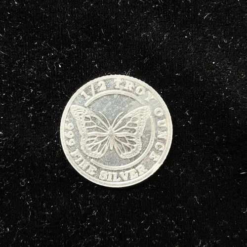 1/2 oz .999 Fine Silver Round Monarch Precious Metals Butterfly Design