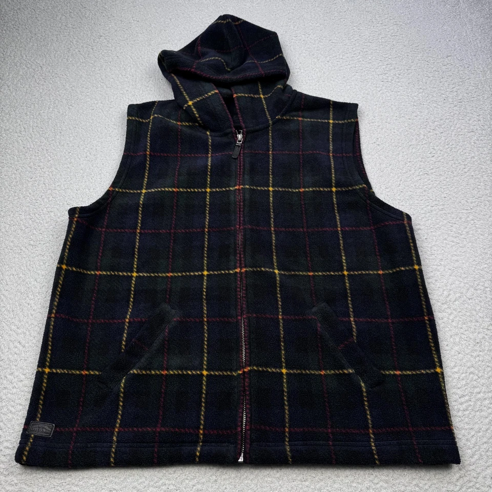 Ralph Lauren Chaleco con Capucha Mujer XL Azul Verde Cuadros Tartán Bolsillos con Cremallera Completa Foto 2 de 4