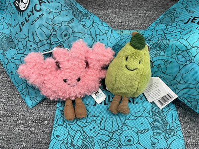 Jellycat Amuseables Coral & Pear Keychain Bag Charm  Plush Toy NWT & Dust Bag