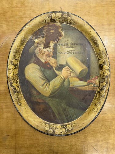 Antique Walter Brewery Louisville KY Common Beer Tin Litho Tray Pre Prohibition