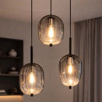 Pendelleuchte HäNgelampe Wohnzimmerleuchte Glas Rauch KüChenlampe Led H 120 Cm