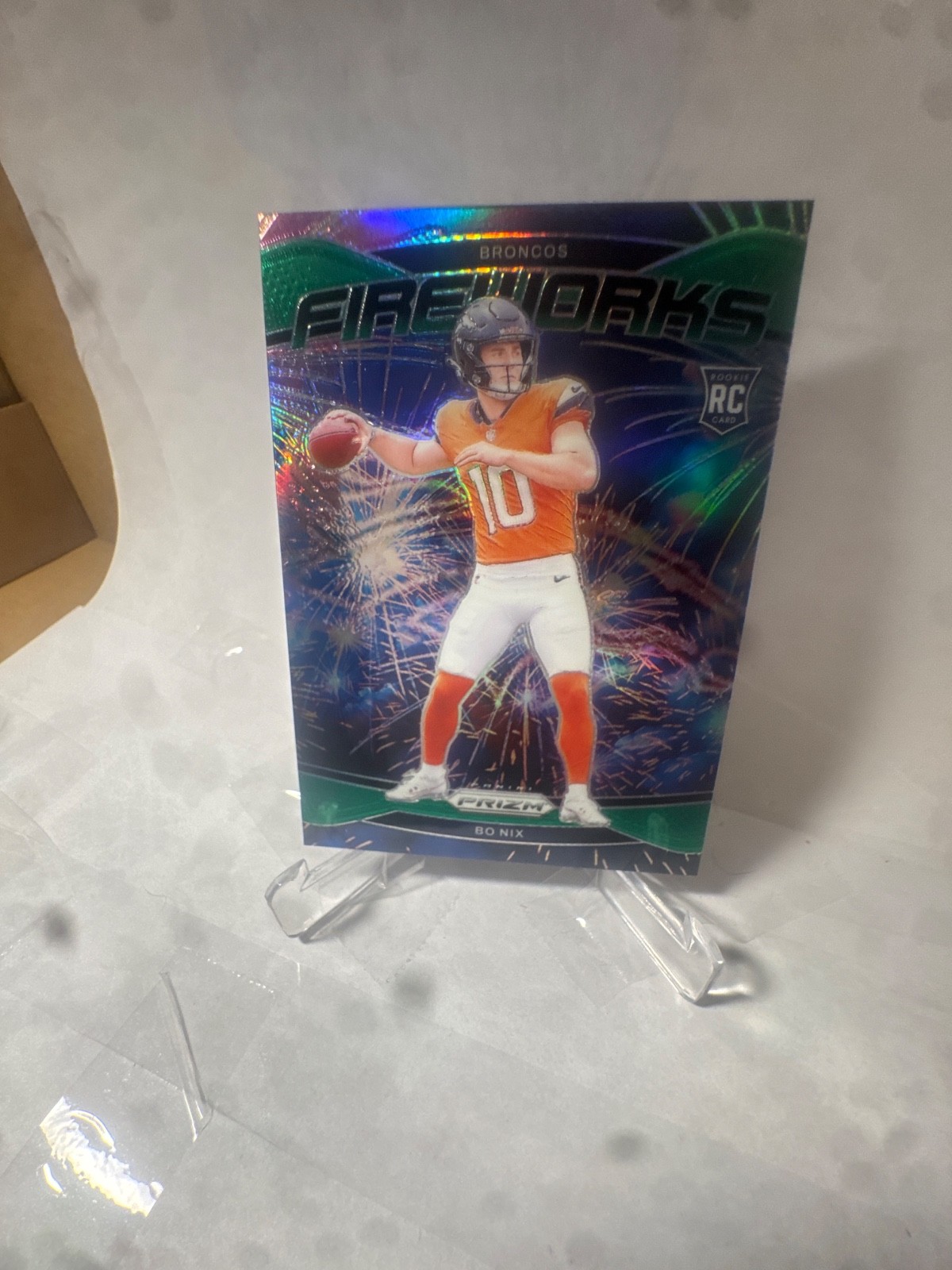 2024 Panini Prizm - Fireworks Bo Nix #23 Green Wave Prizm (RC)