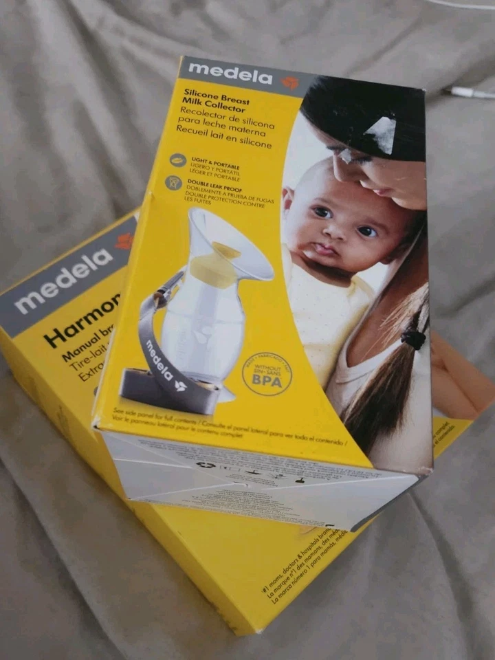 Lot (2): 1 Medela Harmony Manual Breast Pump + 1 Silicone Milk Collector **NEW** - Image 4 of 4