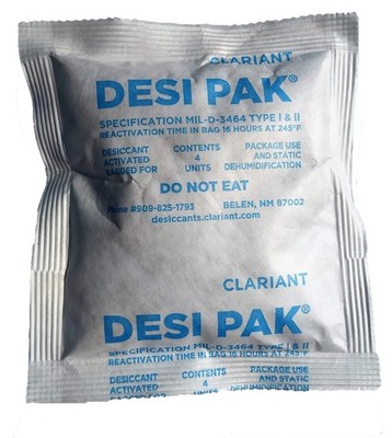 Desi-Pak Bentonite Clay Desiccant with Humidity Indicator - 4 Packs (5oz or 1...