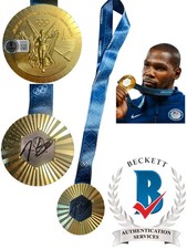 Kevin Durant Signed 2024 Paris Olympic Gold Medal Replica USA Basketball Beckett