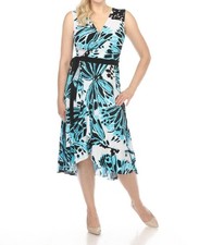 Joseph Ribkoff Butterfly Print Faux Wrap Hi-Low Midi Dress Size 8 (UK 10)