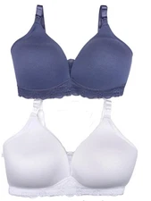 2 Pack Mothercare Blooming Marvellous Maternity Nursing Bras Blue/White RRP£32