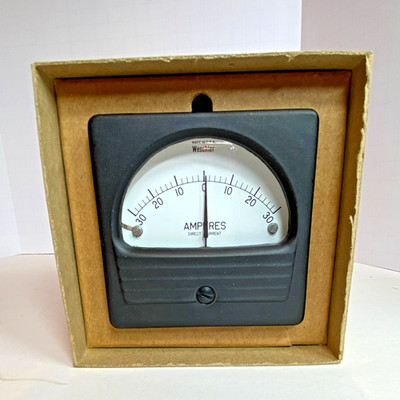 Vintage Weschler Electric 291B229A15 RX351 Panel Meter 30-0 30 DC Amps - NOB