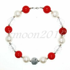 Fashion Women Acrylic Red Chunky 20mm Bead Bubblegum Kids Gumball Necklace Gift