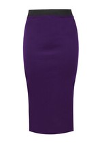 LADIES PLAIN OFFICE STRETCH BODYCON MIDI PENCIL SKIRT PLUS SIZE UK 8-26