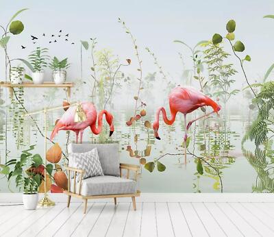 3D Tier Zwei Flamingos M00722 Tapete Wandbild Selbstklebend Abnehmbare Aufkleber