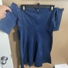 Guess Brand - Off Shoulder, Short, Flare Jean Dress. Benton. NWT Size 10