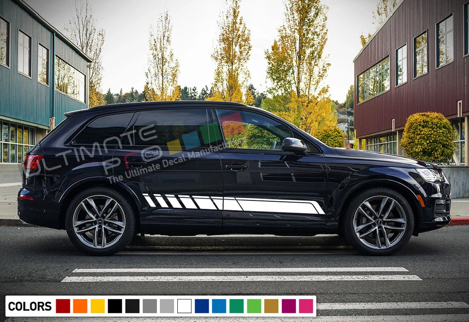 Calcomanía adhesiva para Audi Q7 Stripe Graphics puerta espejo retrovisor carrocería afinación 2017 cromo Foto 3 de 4