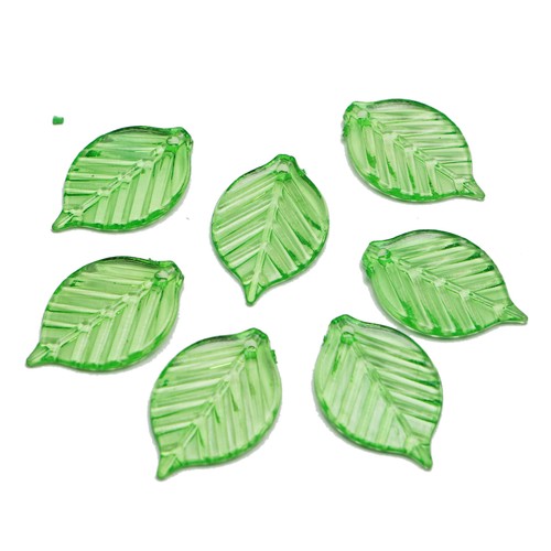 100 Transparent Green Acrylic Leaves Beads Charm 24X16mm Sewing Craft DIY - Picture 3 of 6