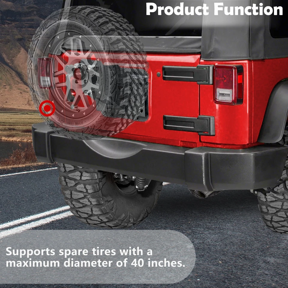 Spare Tire Carrier for 2007-2018 Jeep Wrangler JK JKU Unlimited Adjustable - Image 2 of 4