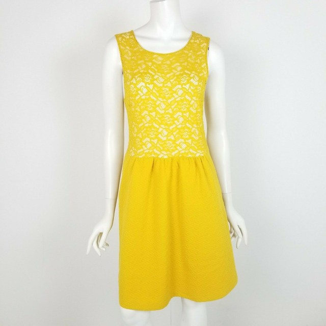 Maeve Anthropologie Dress Size Medium Mustard Yellow Vera Lace