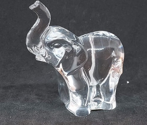 Vtg Elephant Figurine Lenox Crystal, Marked, Czech Republic, Trunk up, Marked