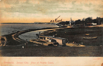 J3C36: MORRIS CANAL, JERSEY CITY, NJ: PHOTOTYPE POSTCARD 1908 POSTMARK ...