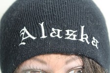 Alaska Black Beanie Knit Skull Cap Warm Ski Hat Snow Winter