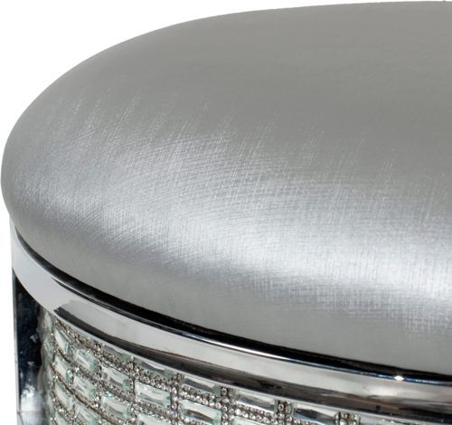 Hillsdale Furniture Glam Backless Diamond Band Vanity Stool Chrome - Picture 2 of 7