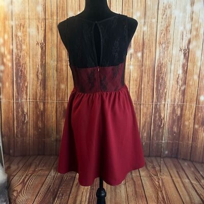 Forever 21 Women's Wine Lace Mesh Fit and Flare Dress Vintage Style Size  Large | eBay