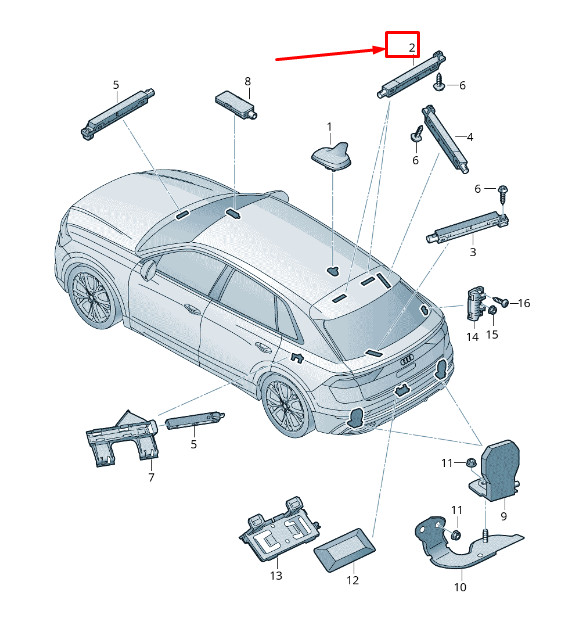 Amplificateur d'antenne supérieur arrière droit Audi Q8 4Mn 4M8035225H